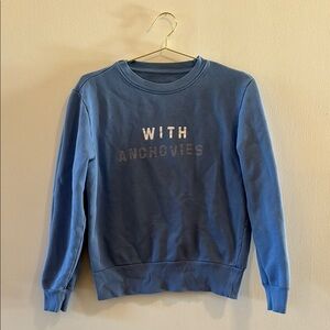 NYT Cooking “with Anchovies” light blue sweatshirt, small